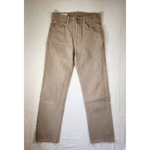Gap Cheeky Straight High Rise Jeans Tan Khaki Raw Hem Denim Pants 27